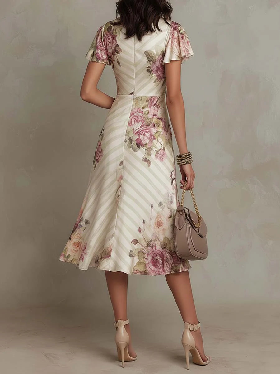 Alba | Vestido midi de satén de flores