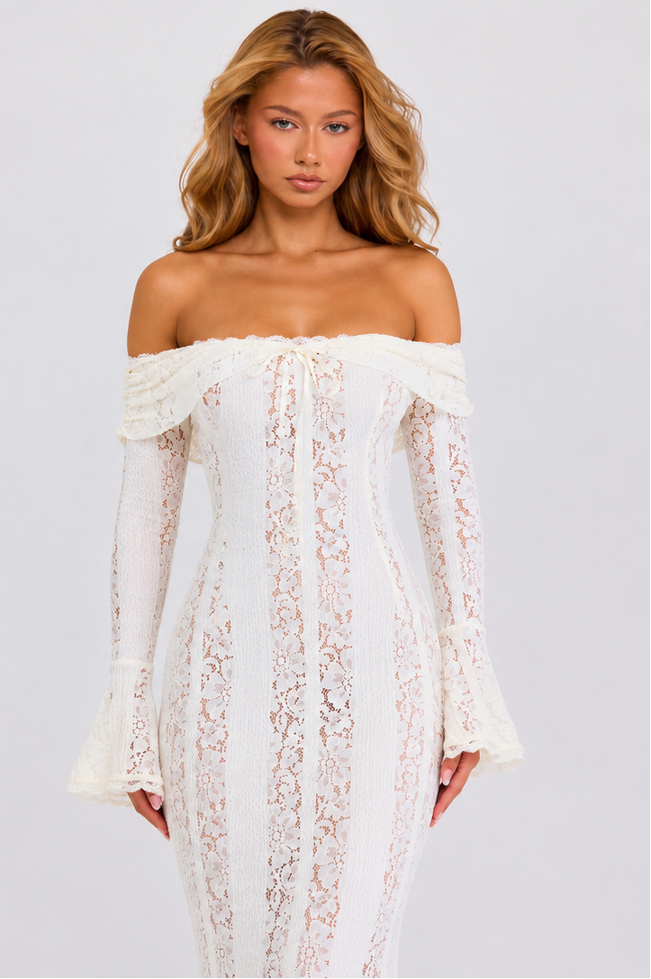 Vestido maxi etéreo de encaje