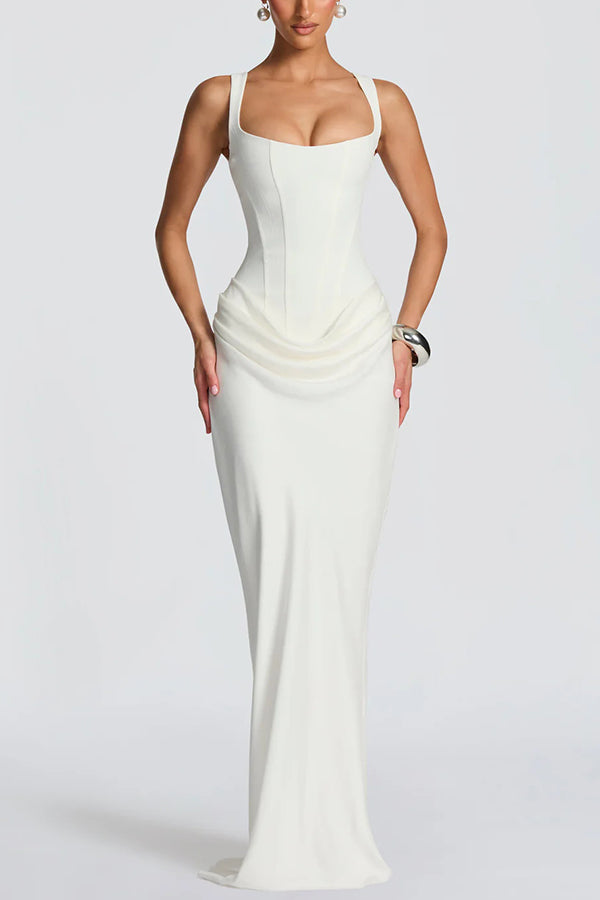Luna · Vestido largo con escote cuadrado