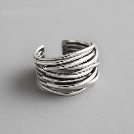 Anillo Ajustable de Plata en Capas