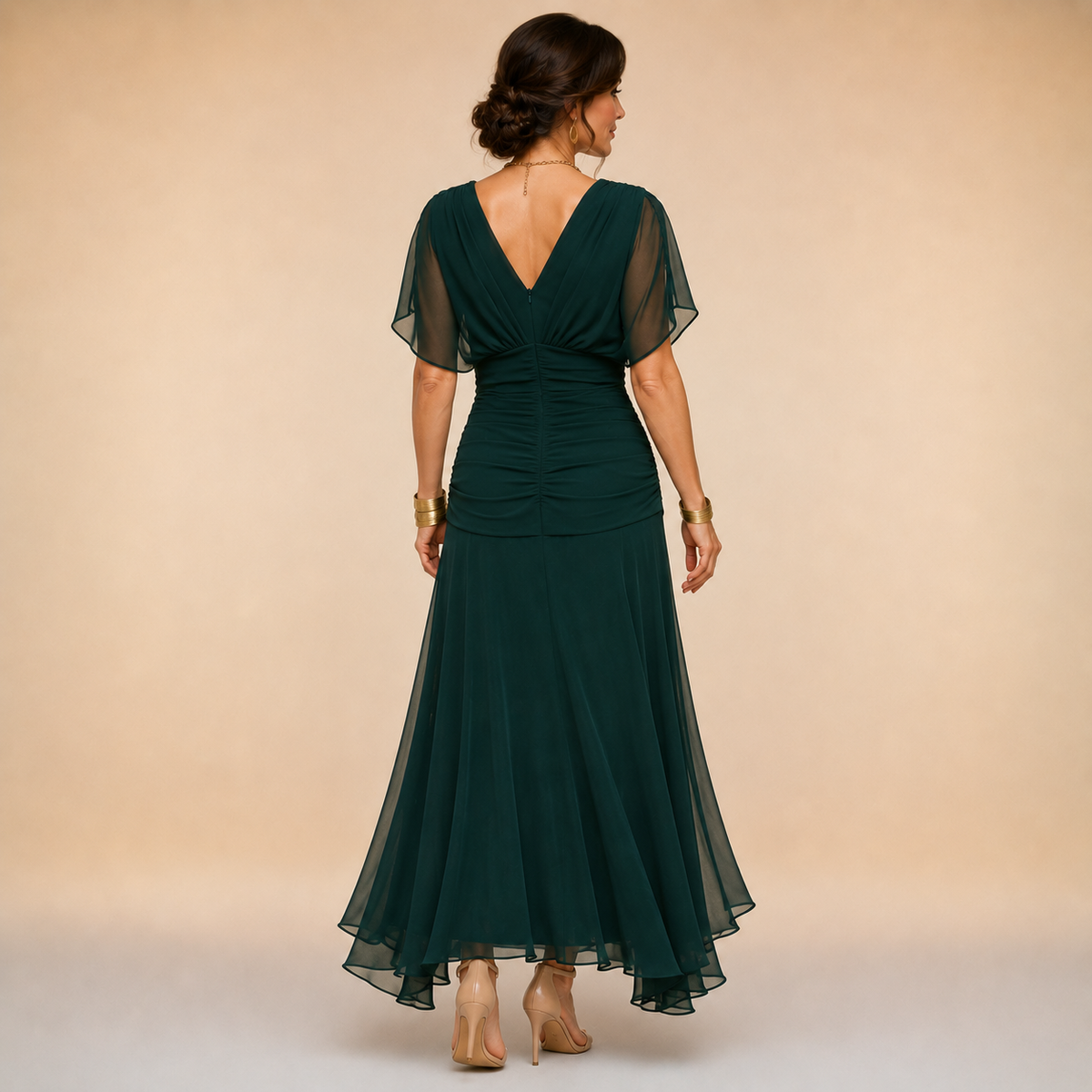 Emma | Vestido maxi drapeado con escote en V