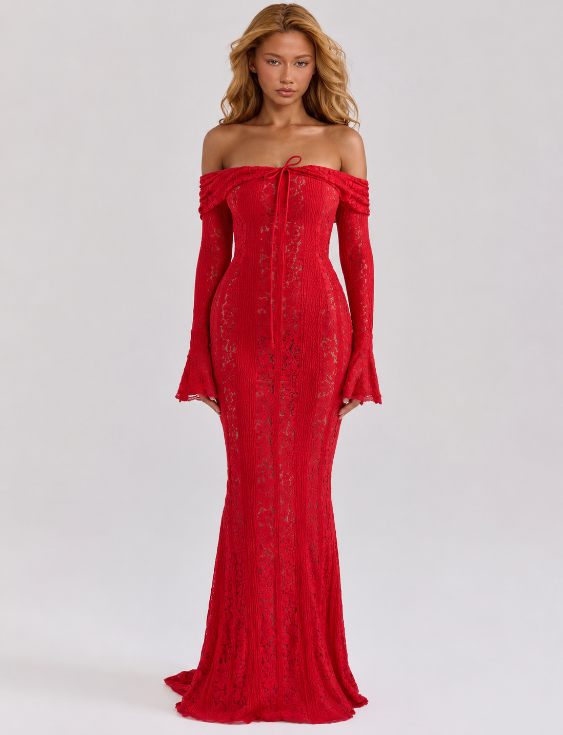 Vestido maxi etéreo de encaje