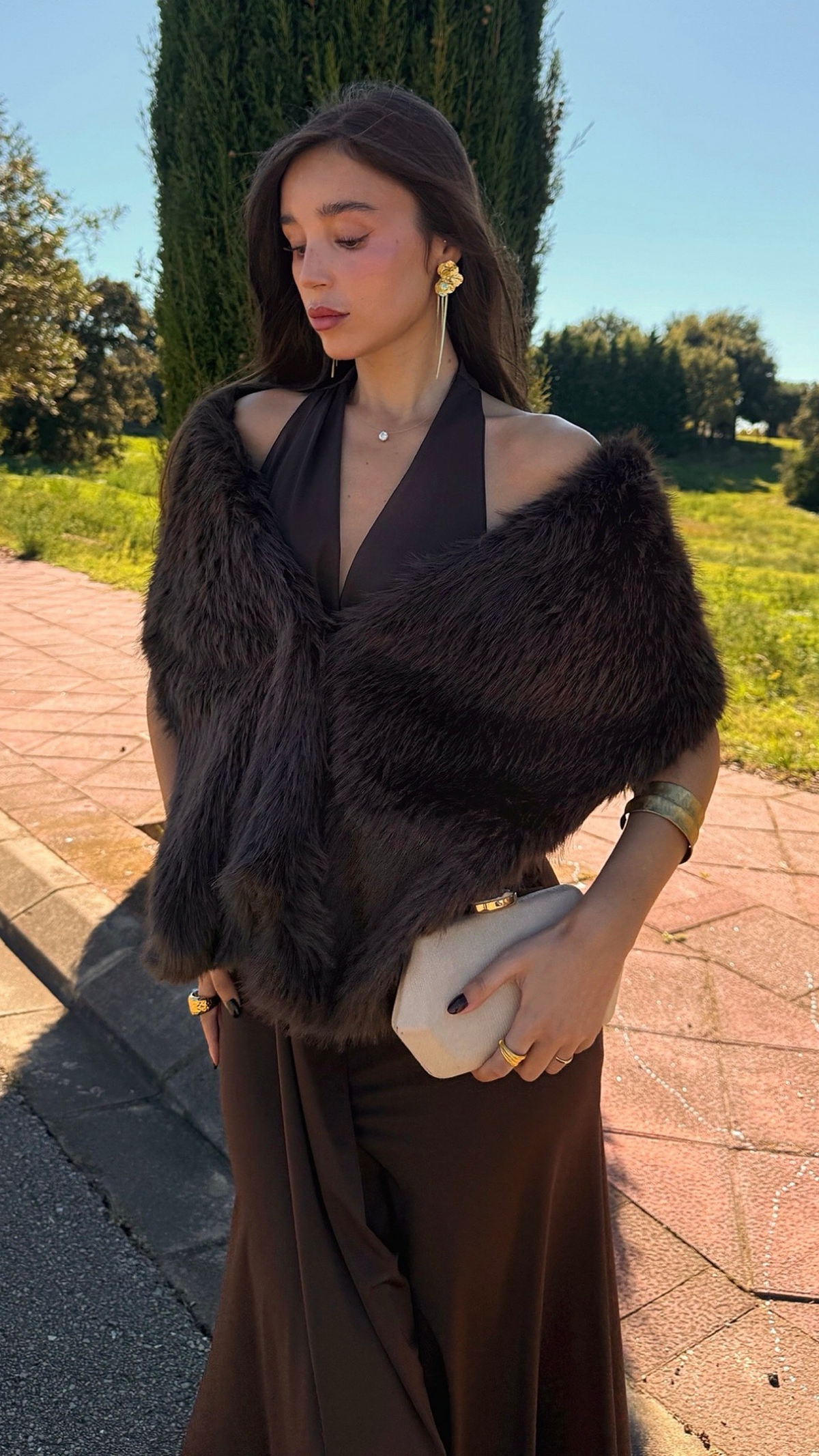 Estola piel marrón