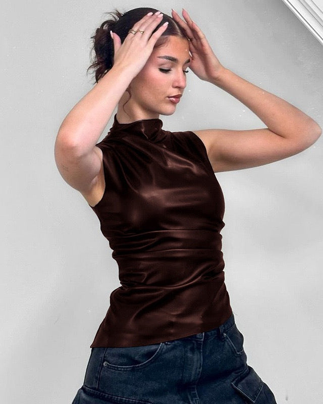 LINA | Top de piel sintética premium