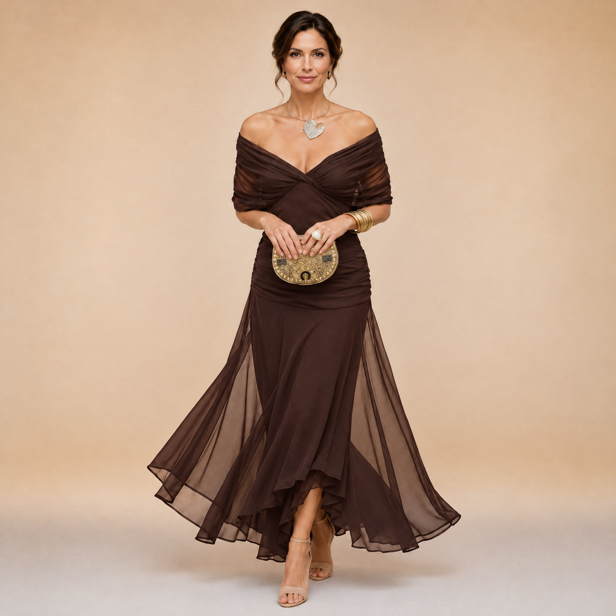 Emma | Vestido maxi drapeado con escote en V