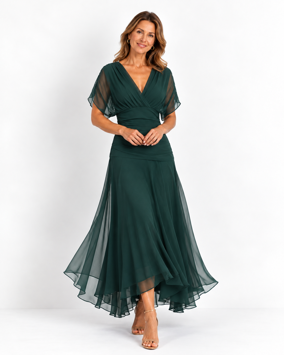 Emma | Vestido maxi drapeado con escote en V