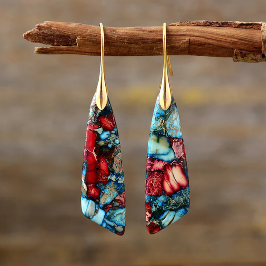 Pendientes Vintage con Piedras de Colores