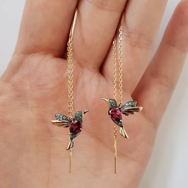 Pendientes con Forma de Colibrí